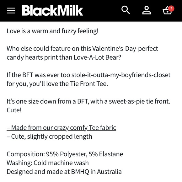 Blackmilk ‘Care Bears Candy Hearts Tie Front Tee’ Size Small S NWT - Picture 8 of 10